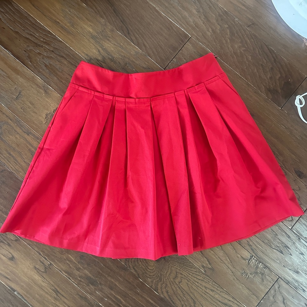 Ann Taylor Red Pleated Skirt | Classic A-Line | Size 12